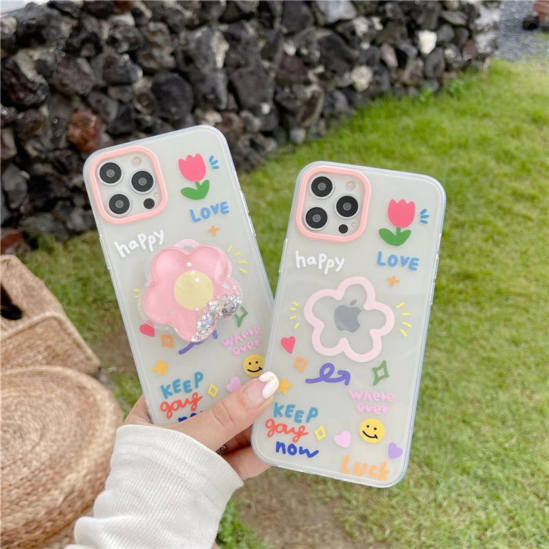 3D Flower Quicksand Series iPhone Cases