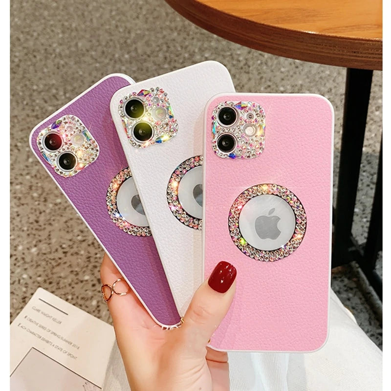 Rainbow Rhinestone Leather Series iPhone Cases