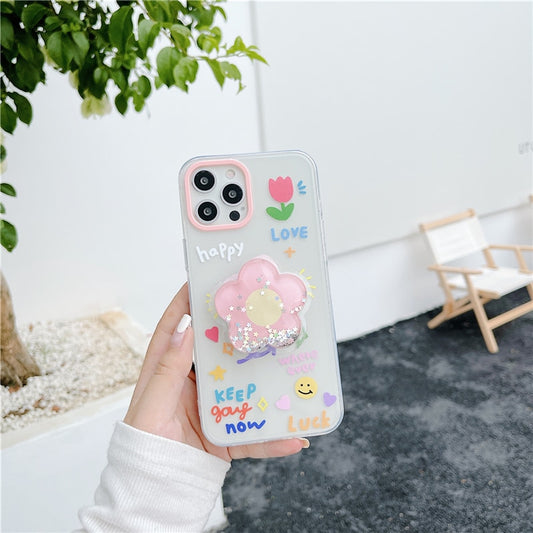3D Flower Quicksand Series Phone Cases for iPhone 13 / 13 mini / 13 Pro / 13 Pro Max